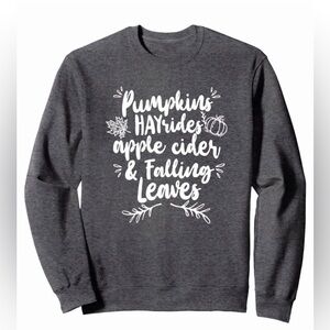 NWOT Pumpkins Hayrides Apple Cider & Falling Leaves | Fall Autumn Sweatshirt | L